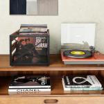 YINMIT Vinyl Record Storage, Large LP Vinyl Record Storage Crate, Metal & Wooden Record Holder, Cube Record Organizer Box, Holds up to 80+ Records