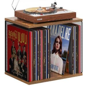 1 Cube Record Holder Vinyl Record Storage Furniture - DIY Stackable 50-70 Records Visualize Vinyl Album Storage Box Cube - Natural Wooden Vinyl Record Crate Organizer for Retro Vinyl Record Player