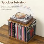 1 Cube Record Holder Vinyl Record Storage Furniture - DIY Stackable 50-70 Records Visualize Vinyl Album Storage Box Cube - Natural Wooden Vinyl Record Crate Organizer for Retro Vinyl Record Player