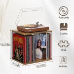 1 Cube Record Holder Vinyl Record Storage Furniture - DIY Stackable 50-70 Records Visualize Vinyl Album Storage Box Cube - Natural Wooden Vinyl Record Crate Organizer for Retro Vinyl Record Player
