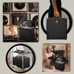 Costravio Vinyl Record Storage Record Holder Display Box Album Storage Moving Boxes Holds 30+ Valuable Records 7/10/12 Inch Record Crates Vinyl Organizer for Journey Black