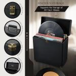 Costravio Vinyl Record Storage Record Holder Display Box Album Storage Moving Boxes Holds 30+ Valuable Records 7/10/12 Inch Record Crates Vinyl Organizer for Journey Black