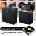 Costravio Vinyl Record Storage Record Holder Display Box Album Storage Moving Boxes Holds 30+ Valuable Records 7/10/12 Inch Record Crates Vinyl Organizer for Journey Black