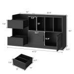 IRONCK Record Player Stand, Vinyl Record Player Table with Storage Cabinet and Drawers, Mid Century Modern Turntable Stand Holds Up to 500+ Albums for Living Room, Music Room, Black