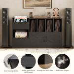 IRONCK Record Player Stand, Vinyl Record Player Table with Storage Cabinet and Drawers, Mid Century Modern Turntable Stand Holds Up to 500+ Albums for Living Room, Music Room, Black