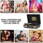 Vinyl Record Player Bluetooth Turntable 3-Speed Suitcase Portable Vintage Belt-Driven Record Player with Built-in Speakers RCA Line Out AUX in Headphone Jack LP Recording to Convert Records to MP3
