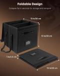 Uniclife Vinyl Record Storage Box, Collapsible LP Storage Organizer with Lid & Handles, Splash-Resistant Album Storage Crate for 80 Single Records (12"), Black Vinyl Record Holder, 13" × 13" × 13"