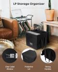 Uniclife Vinyl Record Storage Box, Collapsible LP Storage Organizer with Lid & Handles, Splash-Resistant Album Storage Crate for 80 Single Records (12"), Black Vinyl Record Holder, 13" × 13" × 13"