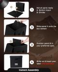 Uniclife Vinyl Record Storage Box, Collapsible LP Storage Organizer with Lid & Handles, Splash-Resistant Album Storage Crate for 80 Single Records (12"), Black Vinyl Record Holder, 13" × 13" × 13"