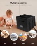 Uniclife Vinyl Record Storage Box, Collapsible LP Storage Organizer with Lid & Handles, Splash-Resistant Album Storage Crate for 80 Single Records (12"), Black Vinyl Record Holder, 13" × 13" × 13"