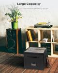 Uniclife Vinyl Record Storage Box, Collapsible LP Storage Organizer with Lid & Handles, Splash-Resistant Album Storage Crate for 80 Single Records (12"), Black Vinyl Record Holder, 13" × 13" × 13"