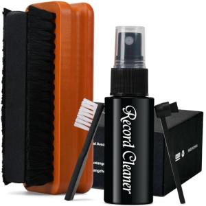 5 in1 Vinyl Record Cleaner Kit, Vinyl Records Cleaning Kit for Records Albums, Includes 2in1 Velvet & Microfiber Brush, XL Cleaning Liquid, Duster & Turntable Stylus Brush