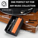 5 in1 Vinyl Record Cleaner Kit, Vinyl Records Cleaning Kit for Records Albums, Includes 2in1 Velvet & Microfiber Brush, XL Cleaning Liquid, Duster & Turntable Stylus Brush