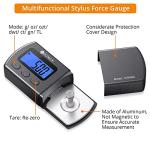 Neoteck Digital Turntable Stylus Force Gauge 0.01g/5.00g with Blue LCD Backlight Turntable Stylus Pressure Gauge with 5g Weight & Leather Case Accurate Tracking for Tonearm Phono Cartridge-Grey