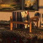 X-cosrack Vinyl Record Holder – 1 Pack Only – Fits 7"–12" Albums, Holds 50–100 Records, DVDs, or CDs – Modern Wooden Storage Stand, File Organizer Rack, Brown