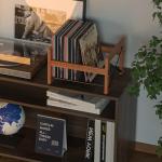 X-cosrack Vinyl Record Holder – 1 Pack Only – Fits 7"–12" Albums, Holds 50–100 Records, DVDs, or CDs – Modern Wooden Storage Stand, File Organizer Rack, Brown