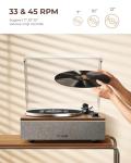 QLEARSOUL ONE-S Vinyl Record Player with Bluetooth Input/Output, All-in-One Vintage Turntable Built in Speakers, Phono Preamp & DSP, AT-3600L Cartridge, 33/45 RPM (Walnut)