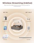 QLEARSOUL ONE-S Vinyl Record Player with Bluetooth Input/Output, All-in-One Vintage Turntable Built in Speakers, Phono Preamp & DSP, AT-3600L Cartridge, 33/45 RPM (Walnut)