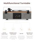 QLEARSOUL ONE-S Vinyl Record Player with Bluetooth Input/Output, All-in-One Vintage Turntable Built in Speakers, Phono Preamp & DSP, AT-3600L Cartridge, 33/45 RPM (Walnut)