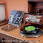 LiTY Vinyl Record Storage Holder, Solid Wood Record Stand for albums, 50-75 LP Vinyl Rack, Built-in Now Playing, for Albums Rack Organizer Record Display
