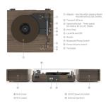 Vinyl Record Player with Dual Stereo Bookshelf Speakers Vintage Turntable with Bluetooth Wireless Playback Belt Drive 3-Speed Playback Record Player Support RCA Out Auto Stop