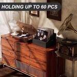 Vecxoty Wood Vinyl Record Storage, Retro & Durable Vinyl Crate and Record Holder, Album Storage Record Case Box for 60+ Records, Perfect Record Organizer for Home Decor and Collection Display(Black)