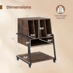 Giantex Record Player Stand on Wheels, 3-Tier Turntable Stand with Charging Station, Compartment & Open Shelf, Holds Up to 150 Vinyl Records, Modern Vinyl Record Storage for Small Spaces, Rustic Brown