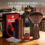 Vinyl Record Cleaner Kit - Complete 5-in-1 Vinyl Records Cleaning Kit Includes Soft Velvet Record Brush, Cleaning Liquid, Anti-Static Nano Fiber Record Cleaning Brush, Cleaning Cloth and Storage Bag