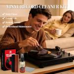 Vinyl Record Cleaner Kit - Complete 5-in-1 Vinyl Records Cleaning Kit Includes Soft Velvet Record Brush, Cleaning Liquid, Anti-Static Nano Fiber Record Cleaning Brush, Cleaning Cloth and Storage Bag