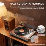 1 BY ONE Fully Automatic Belt-Drive Turntable, Wireless Vinyl Record Player with Automatic Repeat Function, Remote Control, Phono Preamp, AT-3600L Cartridge, 33/45 RPM