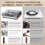 1 BY ONE Fully Automatic Belt-Drive Turntable, Wireless Vinyl Record Player with Automatic Repeat Function, Remote Control, Phono Preamp, AT-3600L Cartridge, 33/45 RPM