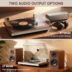 1 BY ONE Fully Automatic Belt-Drive Turntable, Wireless Vinyl Record Player with Automatic Repeat Function, Remote Control, Phono Preamp, AT-3600L Cartridge, 33/45 RPM