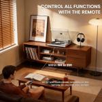 1 BY ONE Fully Automatic Belt-Drive Turntable, Wireless Vinyl Record Player with Automatic Repeat Function, Remote Control, Phono Preamp, AT-3600L Cartridge, 33/45 RPM