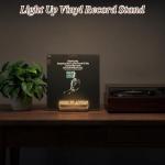 Onmiwod Light Up Now Playing Vinyl Record Stand, Vinyl Record Holder with Adjustable Warm White Lights, Wooden Acrylic Holder for Record Album Display and Storage, Accessories Gifts for Record Lovers