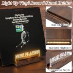 Onmiwod Light Up Now Playing Vinyl Record Stand, Vinyl Record Holder with Adjustable Warm White Lights, Wooden Acrylic Holder for Record Album Display and Storage, Accessories Gifts for Record Lovers