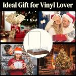 Onmiwod Light Up Now Playing Vinyl Record Stand, Vinyl Record Holder with Adjustable Warm White Lights, Wooden Acrylic Holder for Record Album Display and Storage, Accessories Gifts for Record Lovers