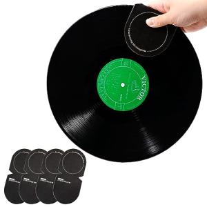sdroceRyaM 4PCS Record Mitt LP Handler Gripper Anti-Static Vinyl Record Cleaner &Protector Soft Microfiber Practical Turntable Accessories(Black)