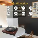 Vinyl Record Player with Bluetooth Input/Output, FM Radio, USB/SD Play&Recording, 3 Speed Turntable with Built-in Speakers, RCA Output, AUX in, Earphone Jack