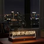 Homsewit Now Playing Vinyl Record Stand, Wooden LED Vinyl Album Display Storage, Light Up Acrylic Music Collection Holder