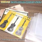 Vinyl Record Storage with 100 Record Sleeves, Fireproof & Water Resistant Record Organizer Box with Lock, Wrinkle-Free Vinyl Clear Sleeves Outer Protective Kits Covers 12.75" Albums 3 Mil Thick