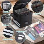 Vinyl Record Storage with 100 Record Sleeves, Fireproof & Water Resistant Record Organizer Box with Lock, Wrinkle-Free Vinyl Clear Sleeves Outer Protective Kits Covers 12.75" Albums 3 Mil Thick