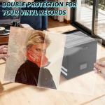 Vinyl Record Storage with 100 Record Sleeves, Fireproof & Water Resistant Record Organizer Box with Lock, Wrinkle-Free Vinyl Clear Sleeves Outer Protective Kits Covers 12.75" Albums 3 Mil Thick