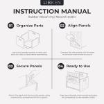 LIBKEN Vinyl Record Storage Box – White & Rubberwood LP Crate with Acrylic Glass – Fits 55 Records – Minimal Scandinavian Design Vinyl Record Holder, Desktop Organizer & Multi-Function Storage Bin