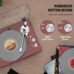 Belt Drive Turntable for Vinyl Record Player,Connect with Bluetooth Speakers or Active Speaker,Built-in Phono Pre-amp,USB Digital Output, Magnetic Cartridge,High-Gloss Wood Design(Red)