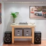 ZICOTO Decorative Vinyl Record Storage Box for 50+ Single Records - Sturdy and Easy to Carry LP Holder with Lid - The Perfect Storage Crate for Your Valuable Album Collection