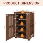 WLLPNG 5-Tier Media Cabinet with Stereo & Vinyl Record Storage, Rolling Stereo Cabinet with Adjustable Shelves and Cable Management, AV Media Stand for Living Gaming Room (Walnut)