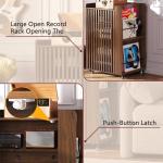 WLLPNG 5-Tier Media Cabinet with Stereo & Vinyl Record Storage, Rolling Stereo Cabinet with Adjustable Shelves and Cable Management, AV Media Stand for Living Gaming Room (Walnut)