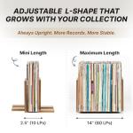 KOSKOG Adjustable Vinyl Record Holder to Keep Records Upright, Holds 20–60 LPs, Solid Acacia Wood Album Stand, Modern Decorative Display for Player, Shelf & Home Decor
