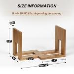 KOSKOG Adjustable Vinyl Record Holder to Keep Records Upright, Holds 20–60 LPs, Solid Acacia Wood Album Stand, Modern Decorative Display for Player, Shelf & Home Decor