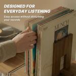 KOSKOG Adjustable Vinyl Record Holder to Keep Records Upright, Holds 20–60 LPs, Solid Acacia Wood Album Stand, Modern Decorative Display for Player, Shelf & Home Decor